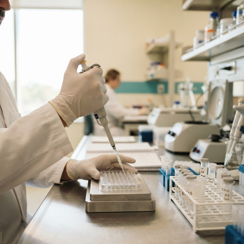 Scientist working with samples in a modern research laboratory